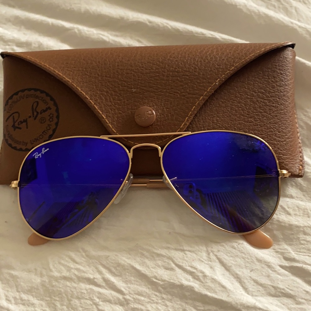 Basically new royal blue RayBans with case!